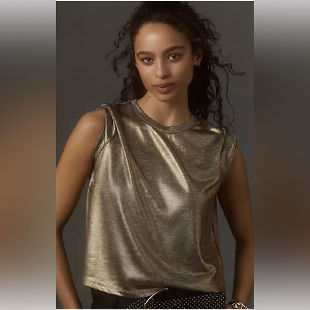 Metallic Gold Muscle Tee Sleeveless Top